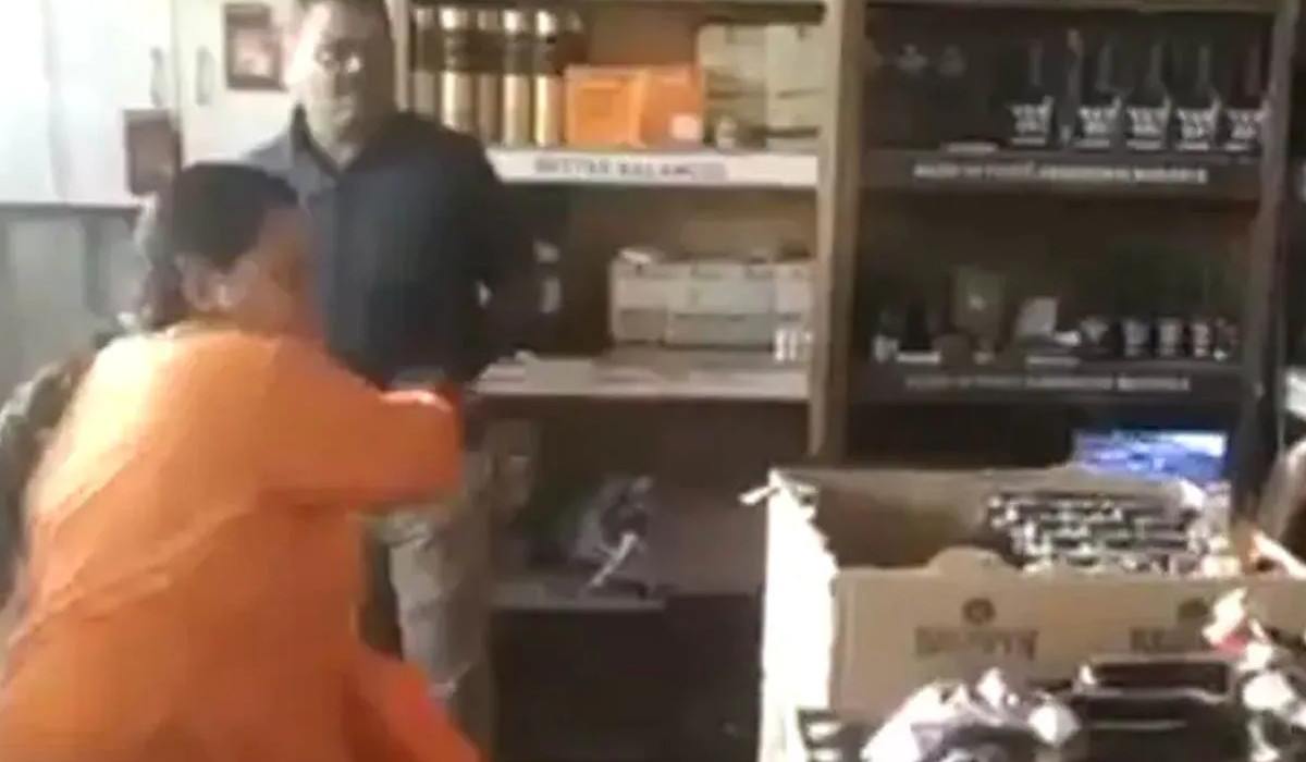 BJP Leader Uma Bharti Vandalises Liquor Shop In Bhopal