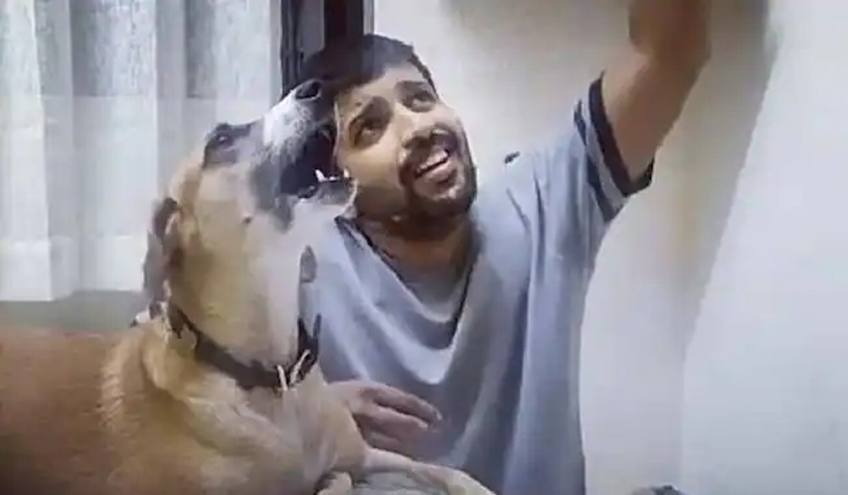 viral video of pet dog sings a song with owner